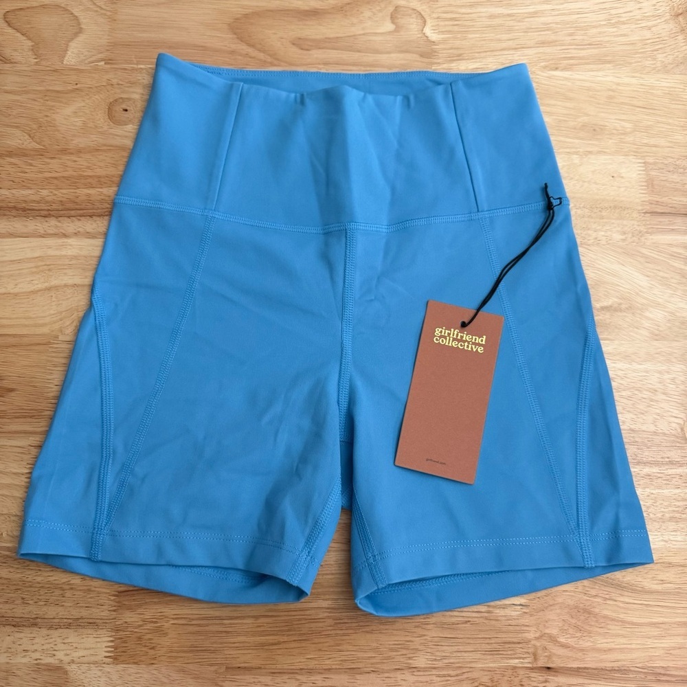 Girlfriend Collective Aspen High Rise Run Short Blue